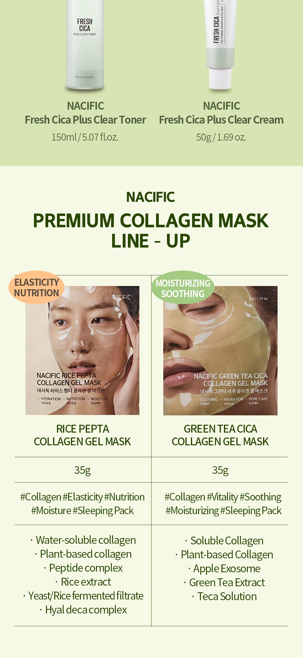 Nacific Green Tea Cica Collagen Gel Mask